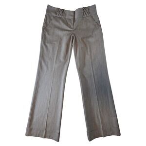 Maurices‎ Wide Leg Dress Pants Womens 5/6 Brown Stripe Cuffed Office Preppy Y2K